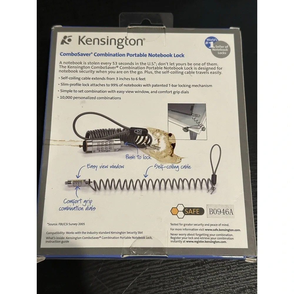 Kensington ComboSaver Combination Portable Notebook Lock for Security Brand New